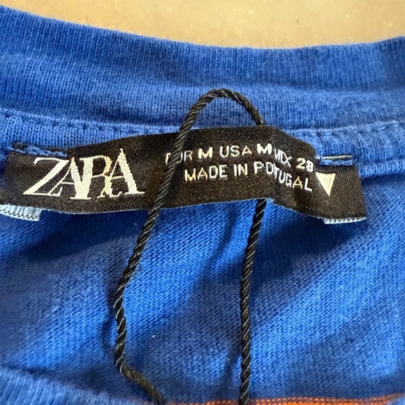 Zara teddy bear Striped Blue and Orange Crop Top medium - Picture 4 of 6